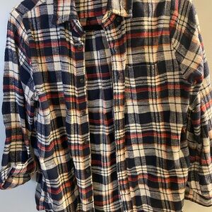 Brandy Melville Plaid Flannel Shirt in Navy and Red
